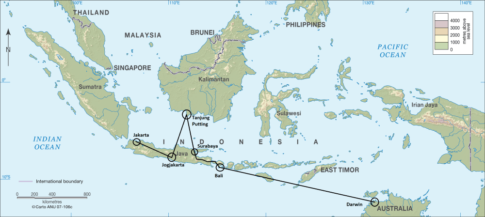 carte australie bali java